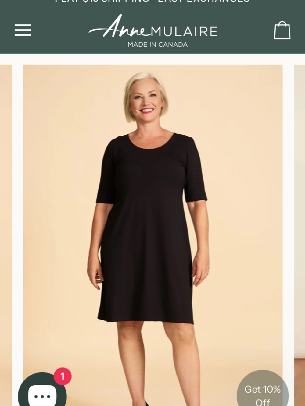 Anne Mulaire Bamboo Black Scoop Neck Dress